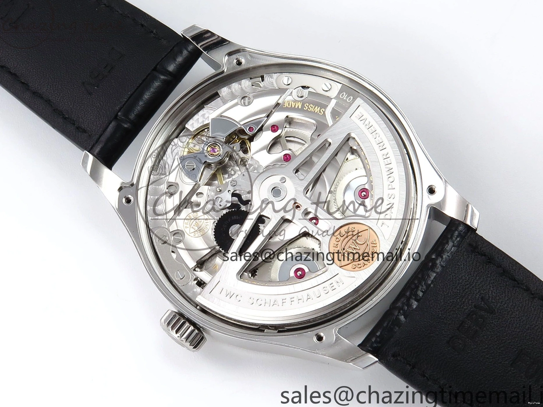 MIROTIME 0302 OnTrend Portugieser Automatic 42mm SS APSF 1:1 Best Edition White RG Dial on Black Leather Strap A 7010